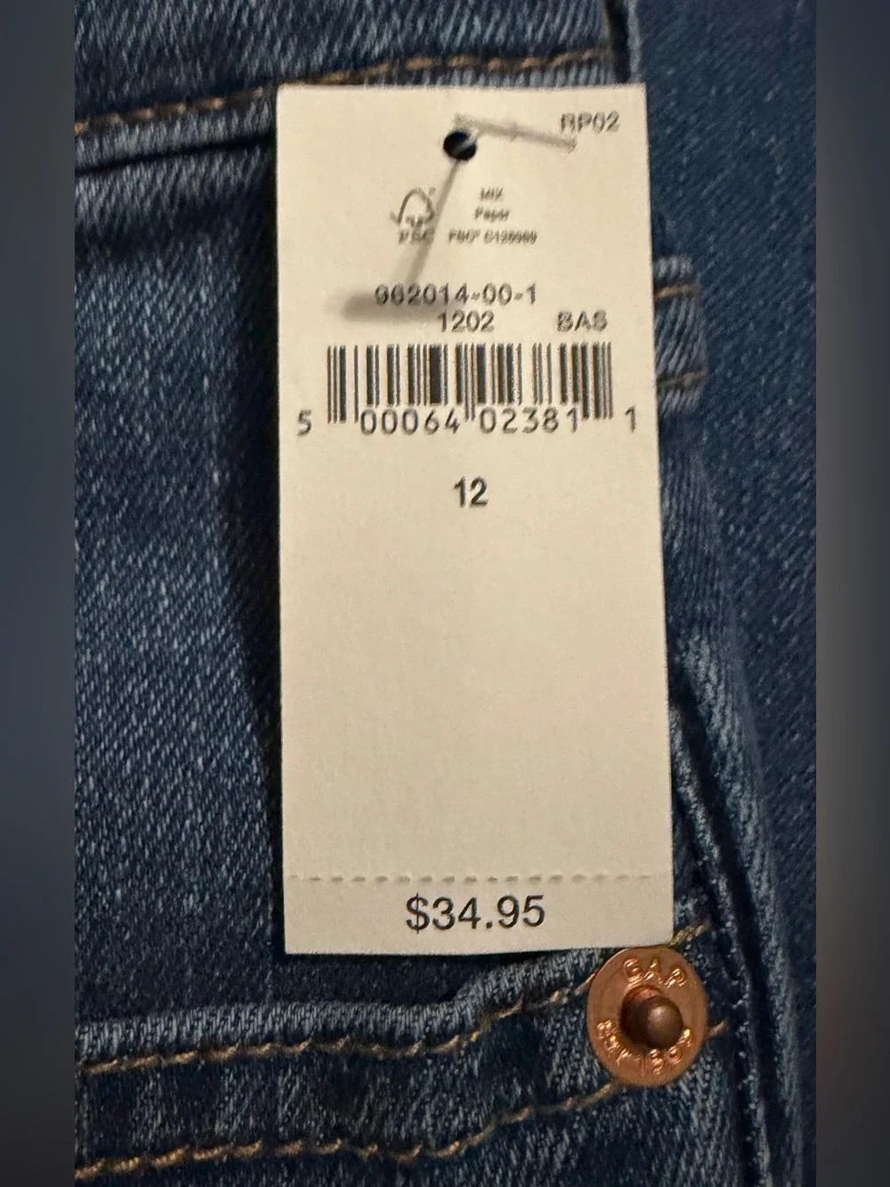 GAP - Straight Leg Dark Blue Denim Jeans - Size 12